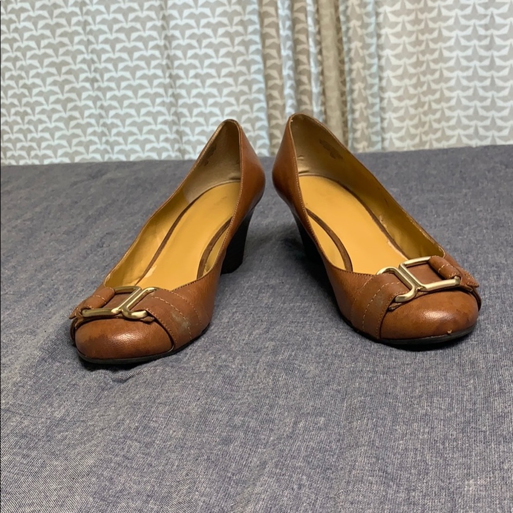 Nine West Brown Leather Wedges